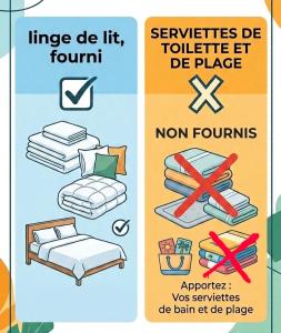 two illustrations of different types of beds andresses at Studio 170m Plage de Sable, Clim & Parking in Le Barcarès