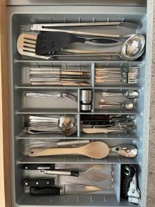 a drawer full of utensils in a refrigerator at Sommertraum im Hasetal, Becksvoort-Noll in Löningen