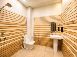 a bathroom with a toilet and a sink at HotelTree in Hisār
