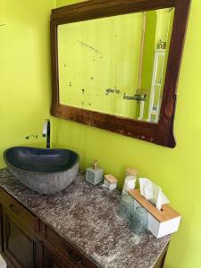 a bathroom with a sink and a mirror at B&B Bombon in Herk-de-Stad +11 photos