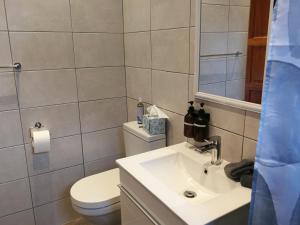 a bathroom with a sink and a toilet at Martin Villa in Somerset West