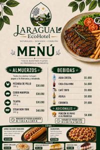 a menu for the menu board of javanese cuisine at Jaragual EcoHotel in La Vega +53 photos
