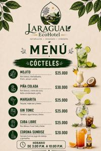 a flyer for a mexican restaurant menu at Jaragual EcoHotel in La Vega