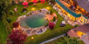 an aerial view of a backyard with a pool at Haus Katharina in Bad Hofgastein