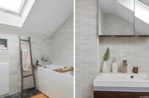 a bathroom with a sink and a bath tub at Villa in Gothenburg in Gothenburg