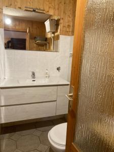 a bathroom with a toilet and a sink at Baita Palue in Torcegno