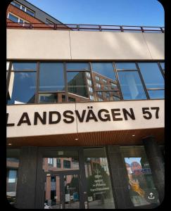a sign on the side of a building at Nordhaven Sundbyberg in Sundbyberg