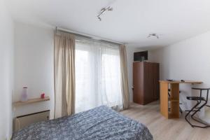 メスにあるAppartement du Pompidouのベッドと窓のある寝室