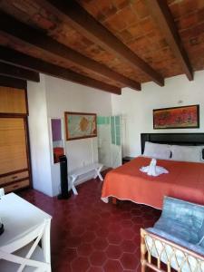 a bedroom with a bed and a red carpet at Hotel Elohim Tequis in Tequisquiapan +68 photos