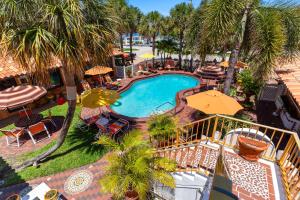 an overhead view of a swimming pool with palm trees at Blue Seas Courtyard in Fort Lauderdale