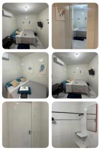 a series of four pictures of a room at Cantinho Aconchegante - Quarto com Ar-cond 3 in Bayeux