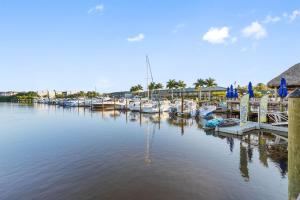 a group of boats docked at a marina at Studio, kitchenette, pool & Tiki Bar in Sarasota