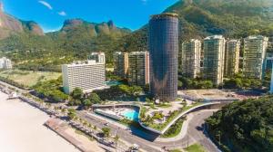 an aerial view of a city with mountains and buildings at Icônico Hotel Nacional in Rio de Janeiro