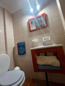 a bathroom with a toilet and a sink at Departamento Las Golondrinas in Estación Coronel Maldonado