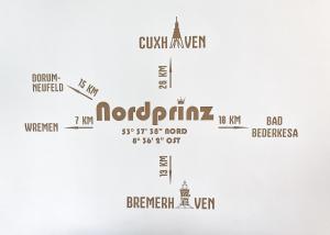 a collage of different cities names in different fonts at Nordprinz mit Sauna und Whirlpool in Geestland