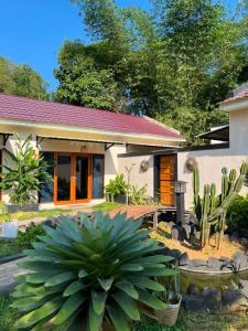 a house with a large plant in front of it at Villa Bumi Detani in Selabintana