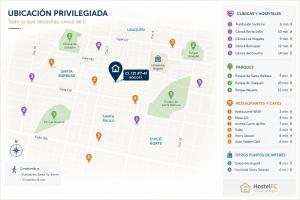 a map of the uppingham fundraiser map at Hostelfc Usaquen in Bogotá