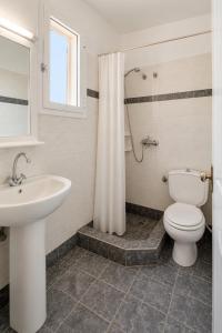 a bathroom with a toilet and a sink and a shower at Villa Zefiros in Kipri +26 photos