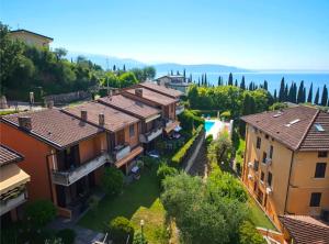 an aerial view of a group of houses at D'Annunzio in Gardone Riviera