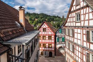 an overhead view of a group of houses and buildings at Ferienhaus Schmuckstück in Schiltach