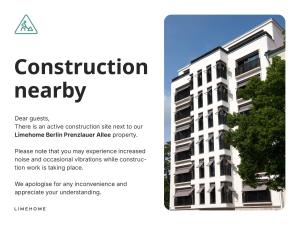 a poster of a white building with a tree at Limehome Berlin Prenzlauer Allee - Digital Access in Berlin