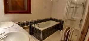 a bathroom with a sink and a tub and a shower at House surrounded by creek in La Bresse +12 photos