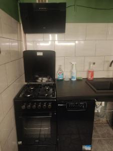a kitchen with a stove top oven in a kitchen at Second&Home 3 in Kalisz
