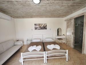 a living room with a bed and a couch at Irini Studios in Arkasa