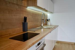 a kitchen with a sink and a counter top at Donovaly Residence Apartment 111 in Donovaly