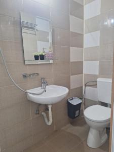 a bathroom with a sink and a toilet at Marald Eforie Nord in Eforie Nord +33 photos