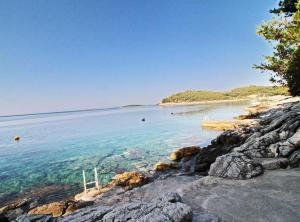 a view of a body of water with a beach at Apartments Bacic in Prizba