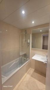 a bathroom with a shower and a sink at Residence Club Inn in Nice