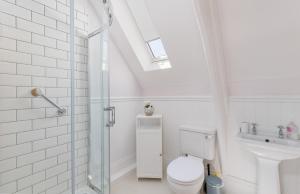 a bathroom with a toilet and a sink and a shower at 5 Old School Mews Shanklin in Shanklin +51 photos