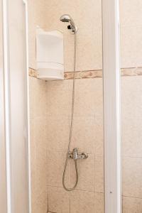 a shower with a shower head in a bathroom at Alto Ferrel Guesthouse in Ferrel +26 photos