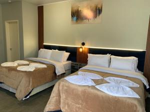 two beds sitting next to each other in a room at Pousada HG -101-Suíte in Vila Nova do Sul