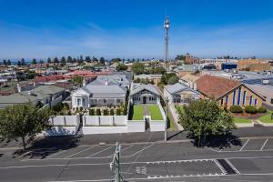 an aerial view of a city with houses at Lava House WIFI central heating cooling CBD in Warrnambool