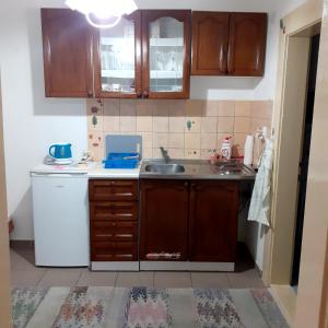 a kitchen with a sink and a dishwasher at Chalupa Za zeleným plotom in Pača
