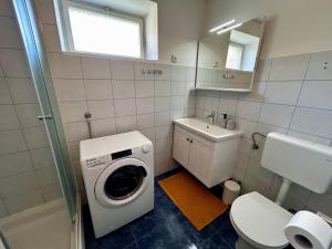 a bathroom with a washing machine and a sink at Island Life in Mali Lošinj