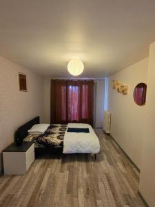 a bedroom with a bed and a large window at Jenni Guest in Dijon