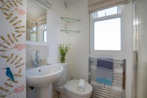a bathroom with a sink and a toilet and a window at 1 Abiff Place in Sidmouth +19 photos