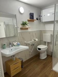 a bathroom with a sink and a toilet at Da Noi Panoramic Guest Stay Camera Rifugio in Cuorgnè