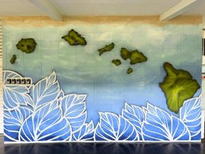 a wall with leaves and insects on it at Waikiki Heritage Hotel in Honolulu