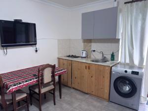 a kitchen with a sink and a washing machine at Arami Guest House in Dilijan