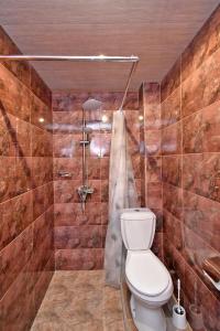a bathroom with a toilet and a shower at Zvartnots International Hotel in Pʼarakʼar