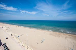 an aerial view of a beach with the ocean at Apartamentos Guillem in Playa de Miramar