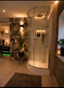 a bathroom with a shower in a room at Ferienwohung M&A in Kulz