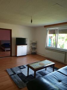 a living room with a couch and a table at Apartman Bistrivoda 2 in Vogošća
