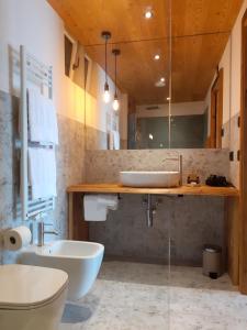 a bathroom with a sink and a toilet at Affittacamere Sbulìa in Santo Stefano di Cadore