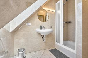 a bathroom with a sink and a shower at Lenhart's Ryžovna by Mountain ways in Boží Dar +14 photos