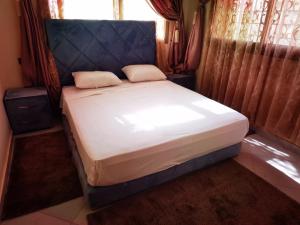 ein Bett mit zwei Kissen darauf in einem Zimmer in der Unterkunft hôtel Benkachour in Oujda